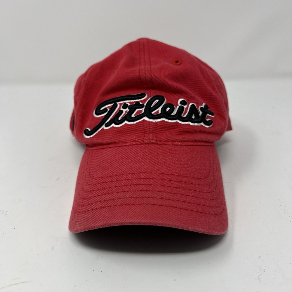 Titleist Foot Joy Golf Hat Cap Mens Adjustable Strapback Red Canvas Dad Hat PGA